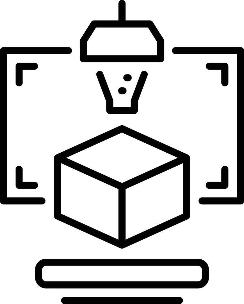 3d printing of a cube model, line style icon vector
