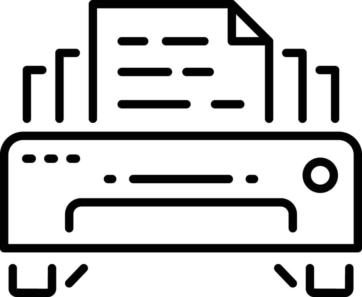 Linear style icon depicting a printer machine vector