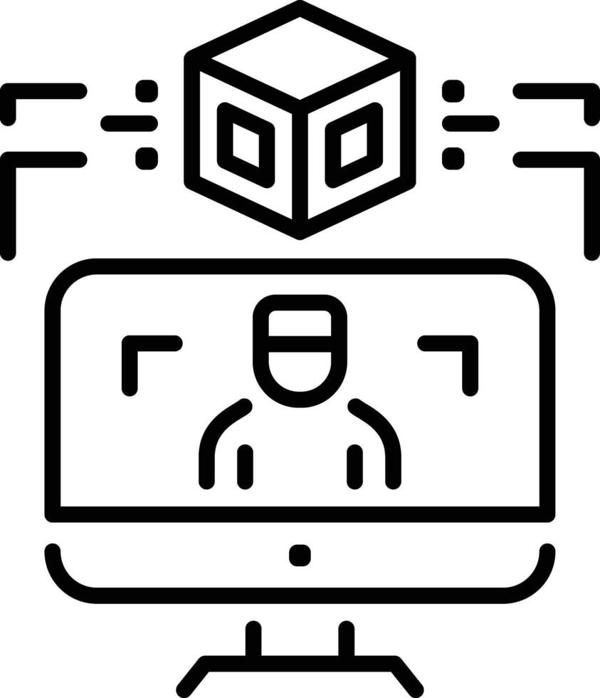 A line style icon depicting object scanning process vector