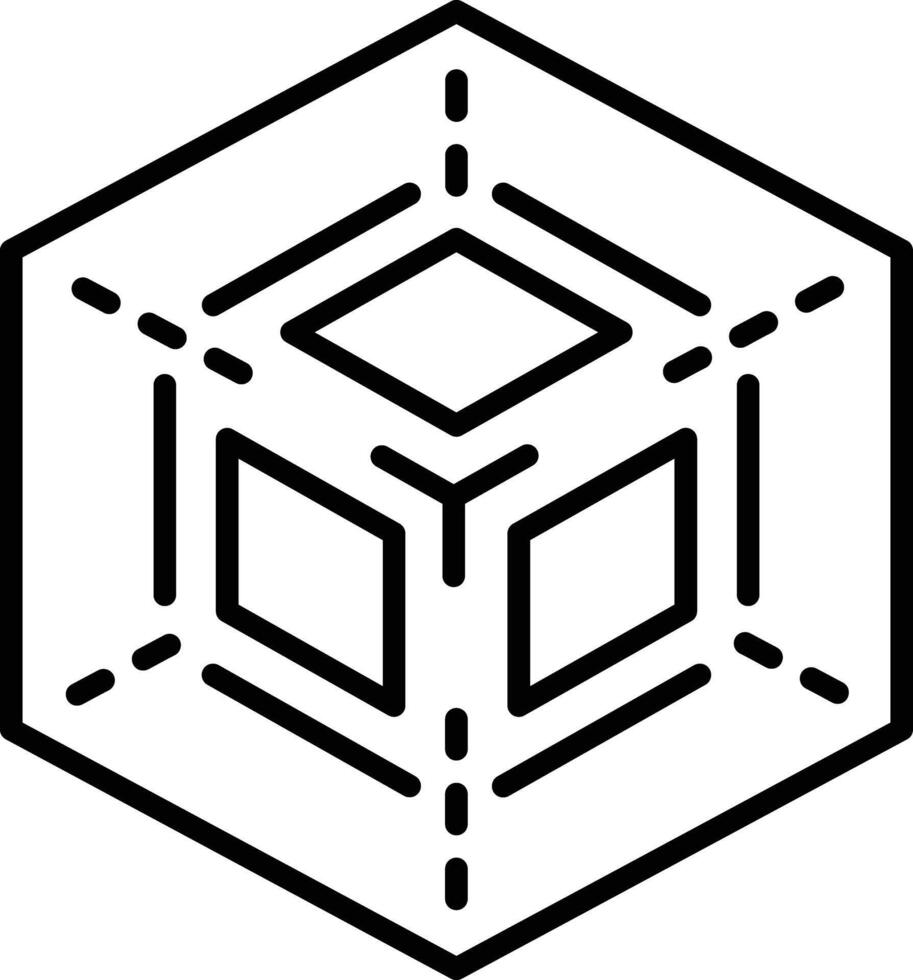 Additive printed cube, line style icon vector