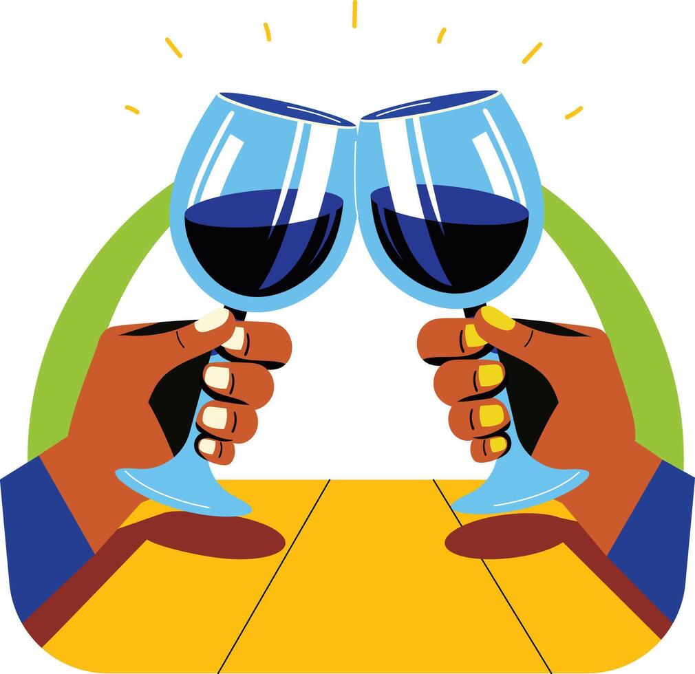 Wine cheers flat style illustration vector