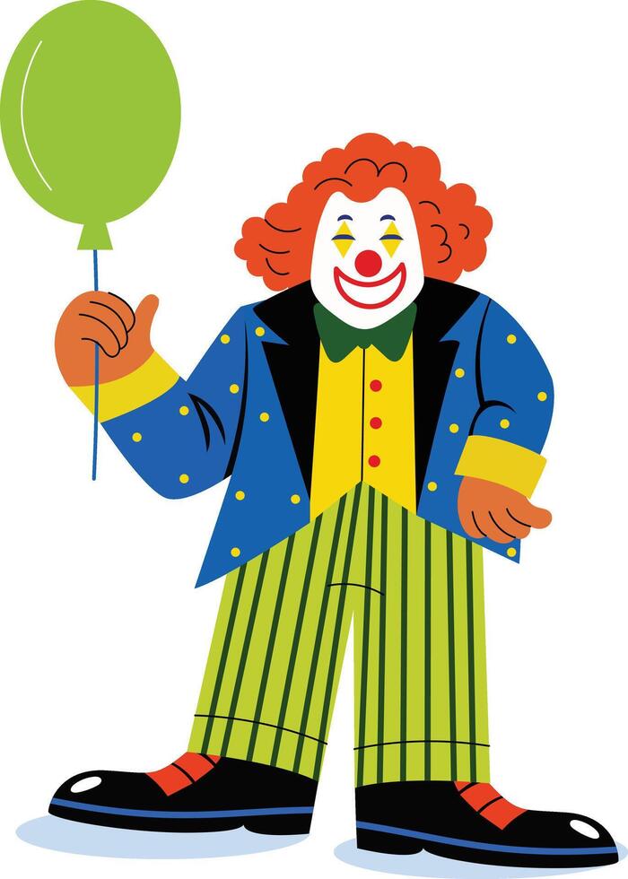 Flat illustration of a laughing joker birthday character vector