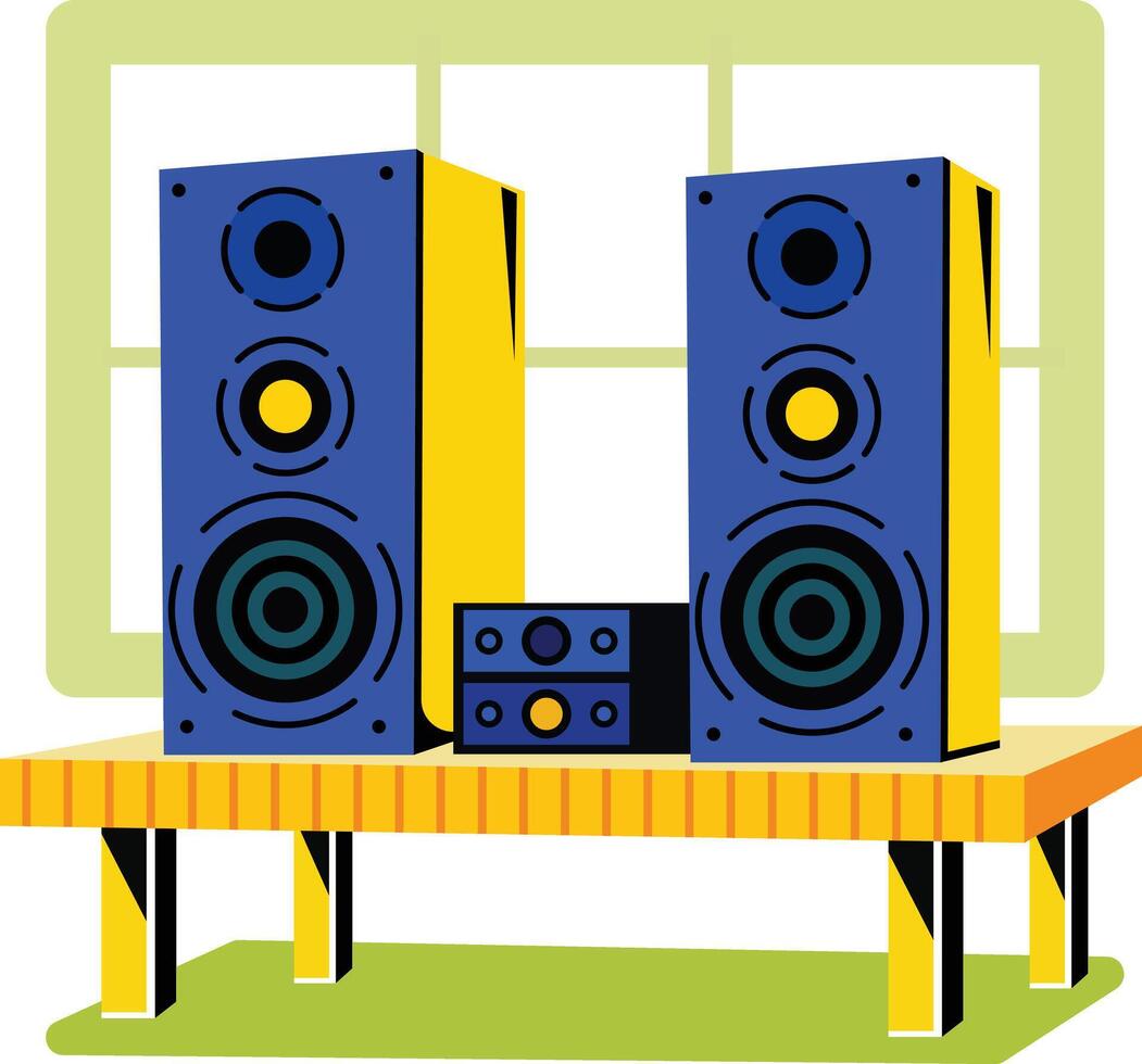 A flat illustration depicting stereo system vector