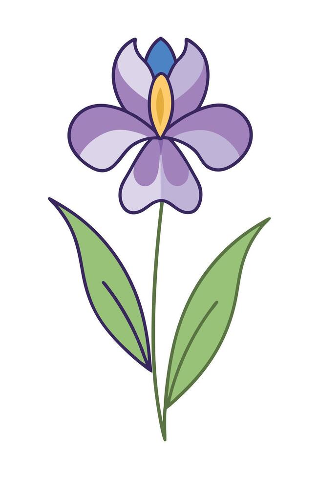 Purple Flower Illustration Simple Botanical Design, Nature Art vector
