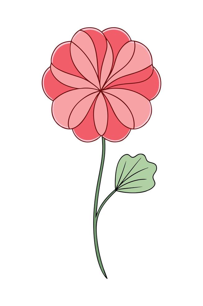 Simple Pink Flower Design Elegant Botanical Illustration vector