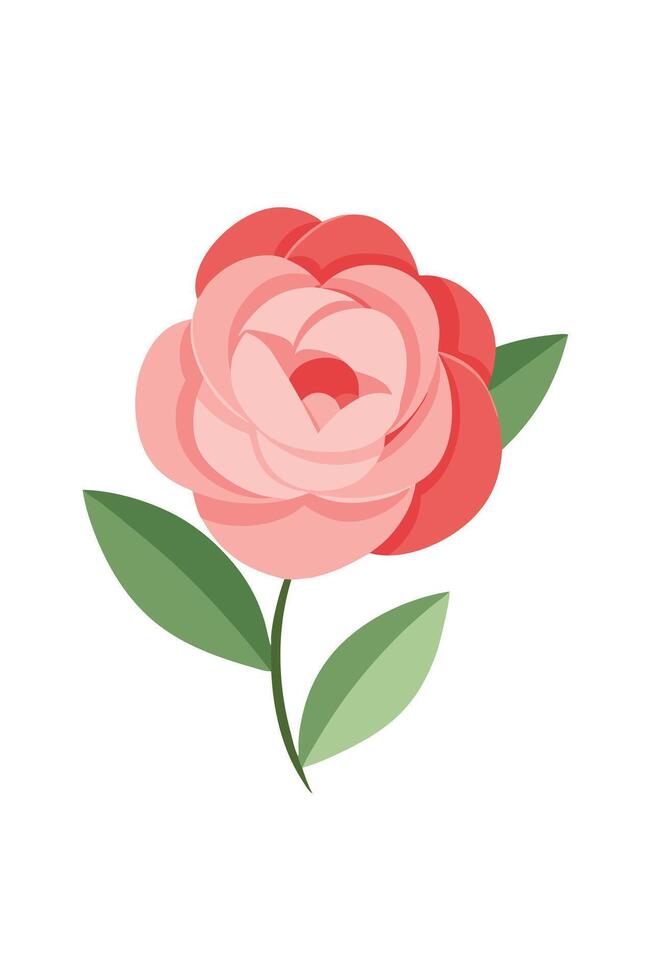 Pink Rose Flower Illustration, Simple Floral Design, Elegant Botanical Art vector