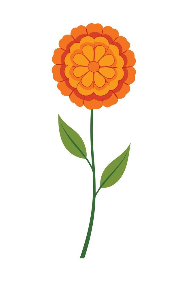Vibrant Orange Marigold Flower, Day of the Dead, Mexican Floral Design vector
