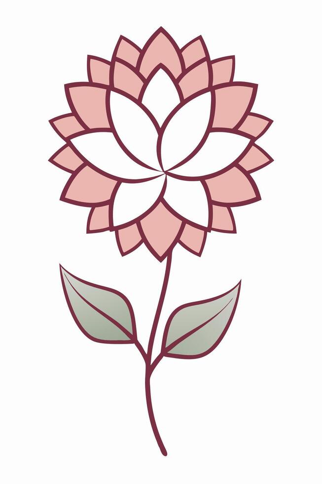 Elegant Pink Flower Blossom, Simple Floral Design, Botanical Illustration vector