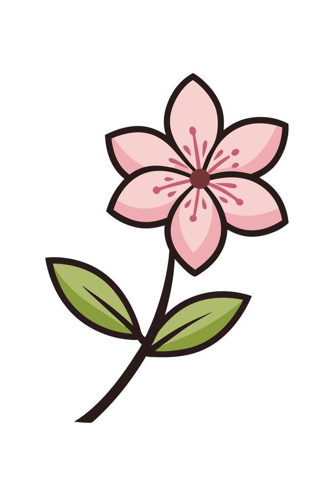 Pink Blossom Flower Illustration Simple Nature Design vector