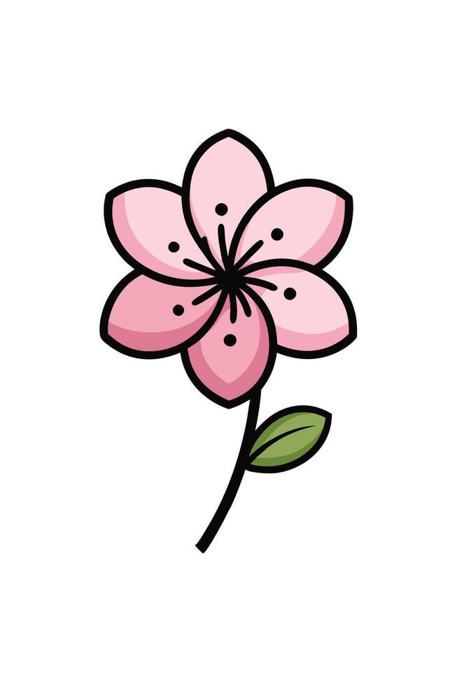 Pink Cherry Blossom Flower, Spring Bloom, Japanese Floral Design vector