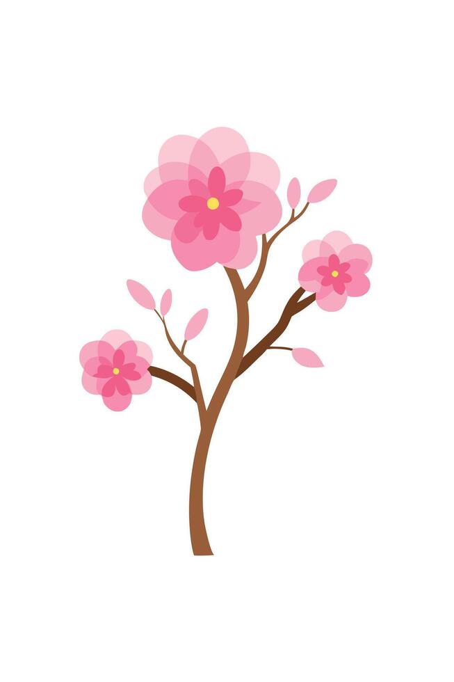 Pink Blossom Tree Branch, Spring Flowers, Nature Illustration vector