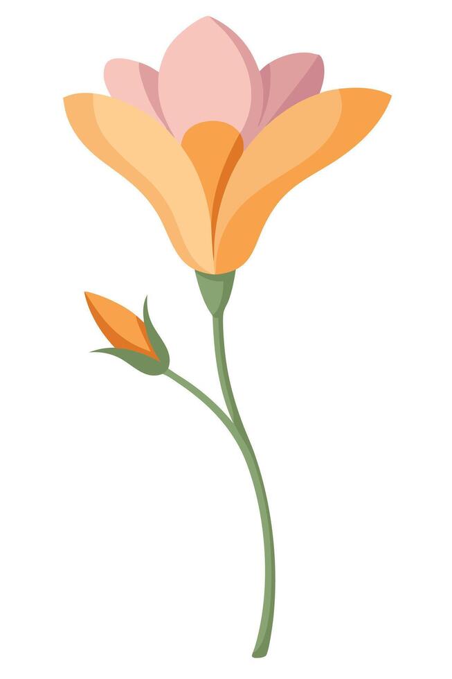 Elegant Pastel Flower Bloom Delicate Petals, Stem, Bud, Nature vector