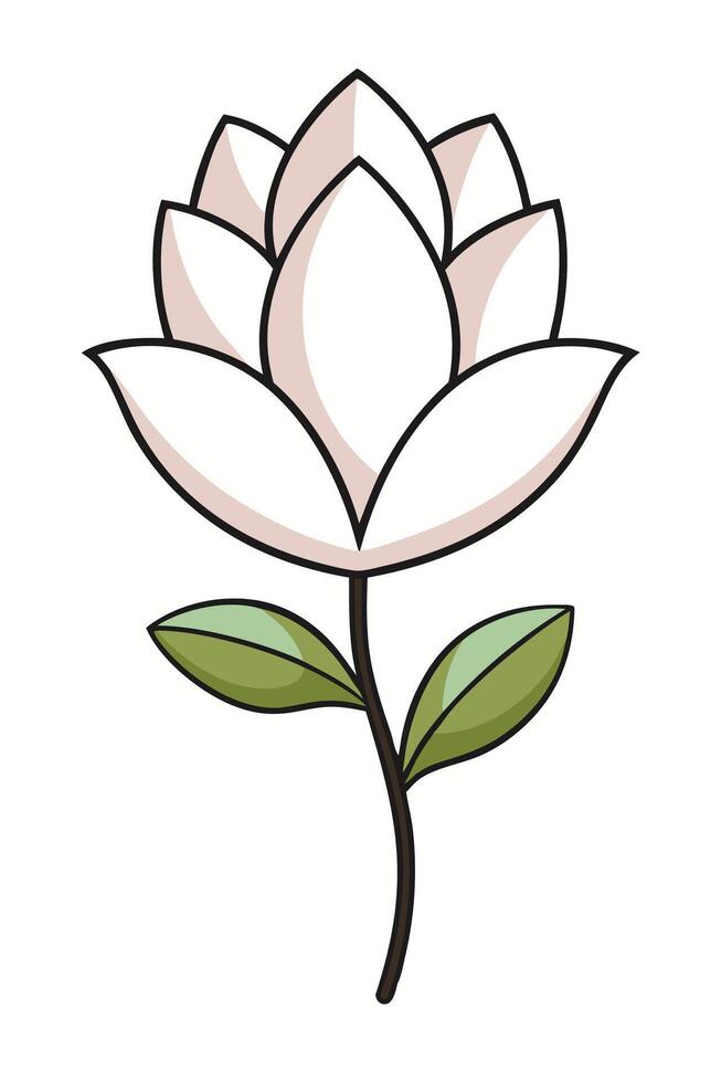 Elegant White Flower Illustration Simple Floral Design Graphic vector