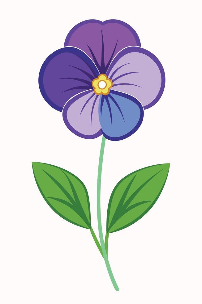 Purple Pansy Flower Illustration, Botanical Design, Nature, Spring Bloom vector