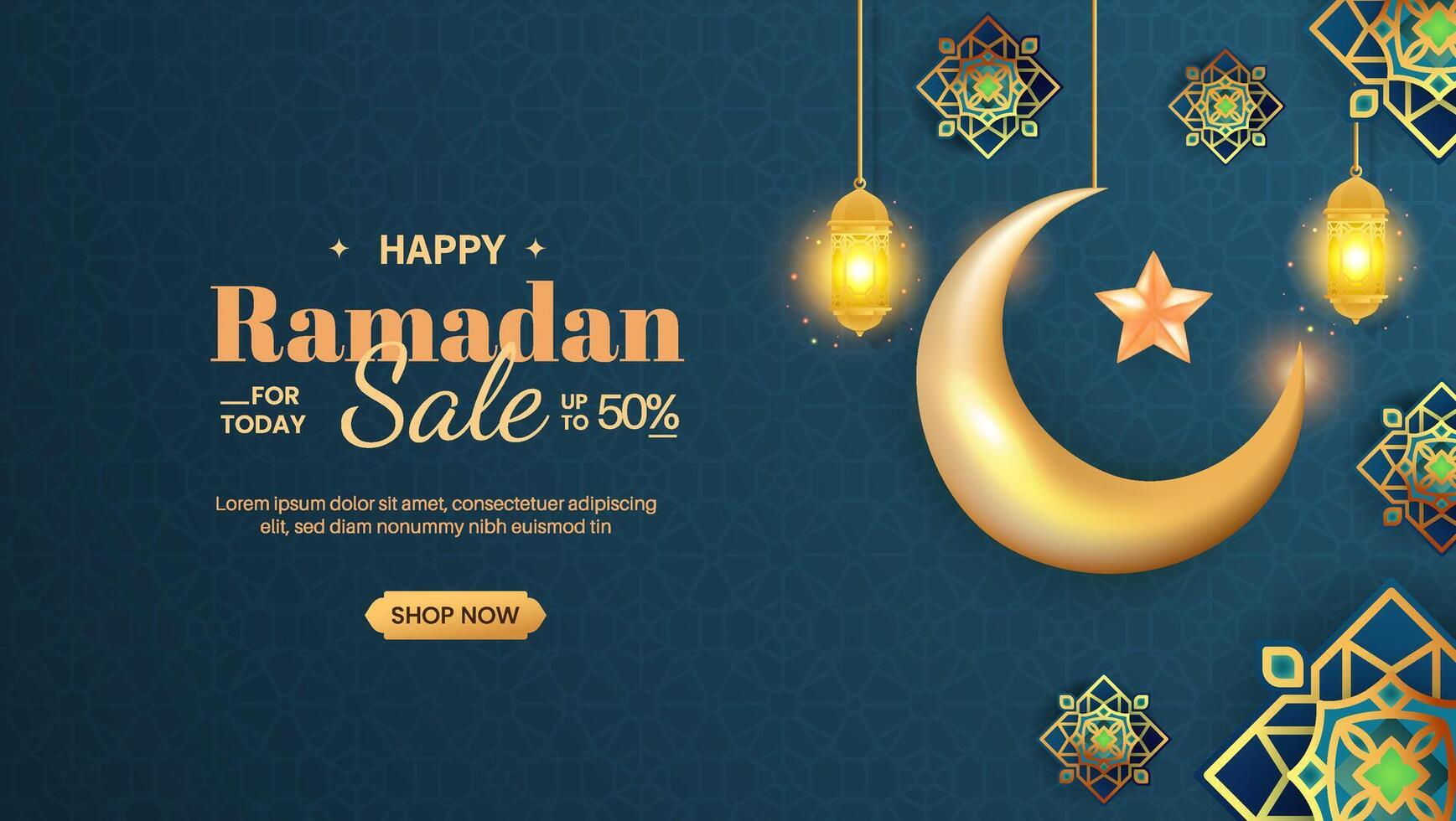 Ramadan Karim featuring the moon, stars, and lanterns. Ideal for greeting cards, flyers, and banners, with an Islamic 2025 design. vector