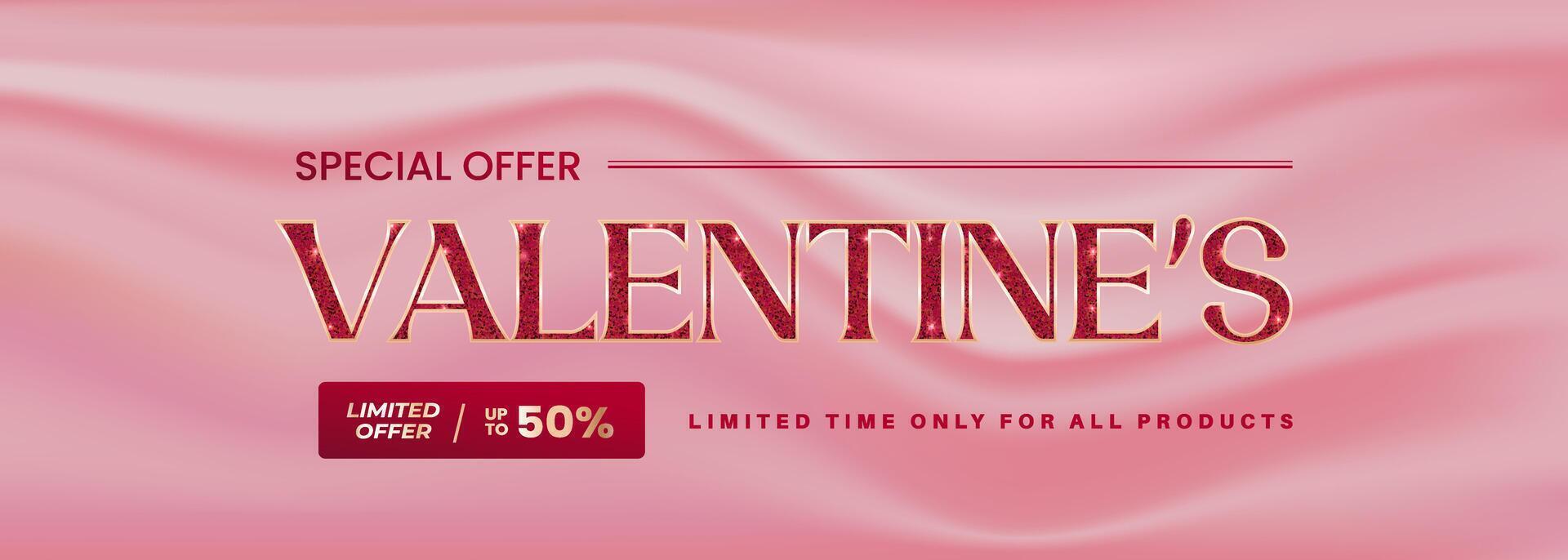 Valentine's Day sale backdrop with glitter and heart-shaped balloons. vector