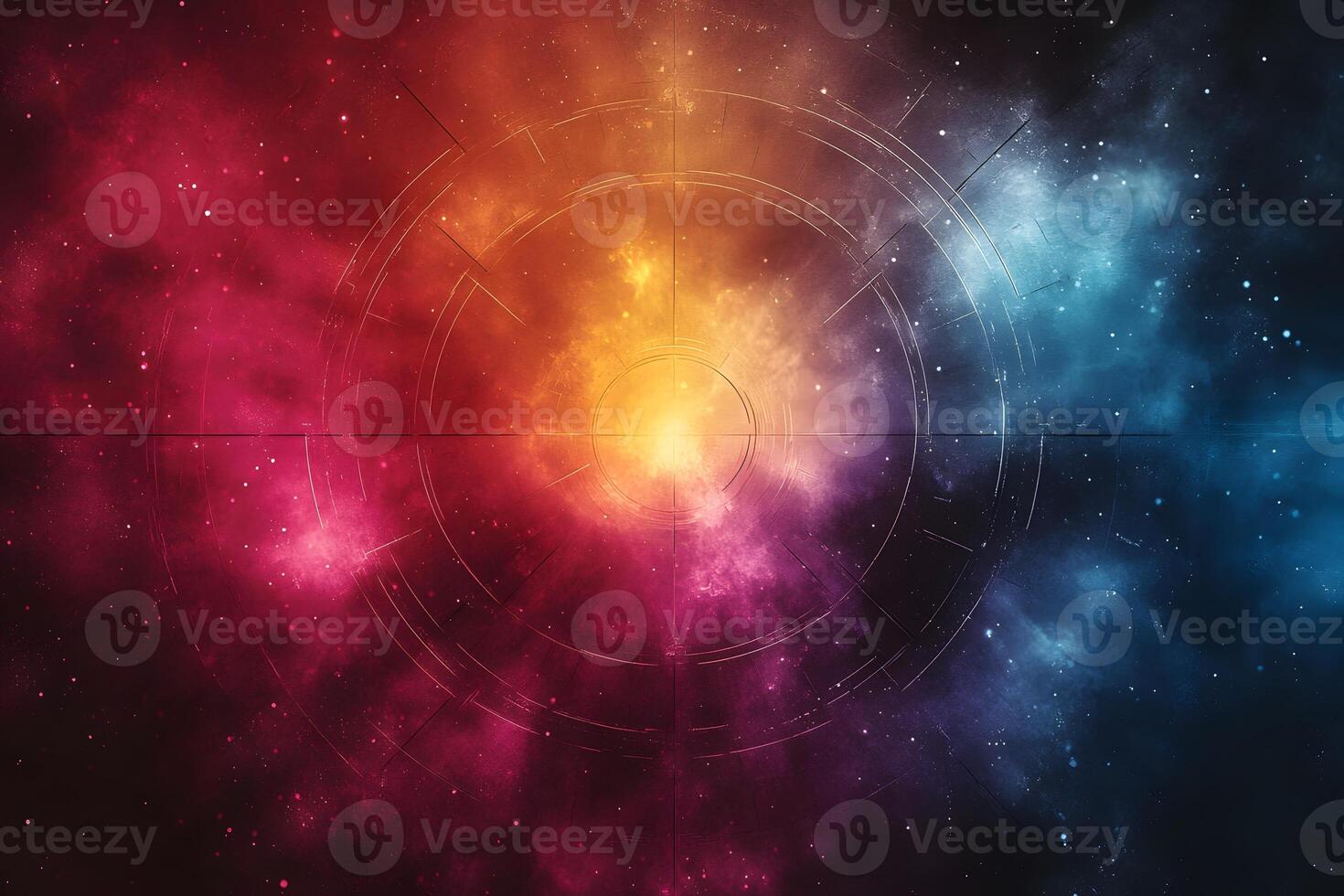 Cosmic Nebula with Abstract Geometric Overlay for Futuristic Design Concepts photo
