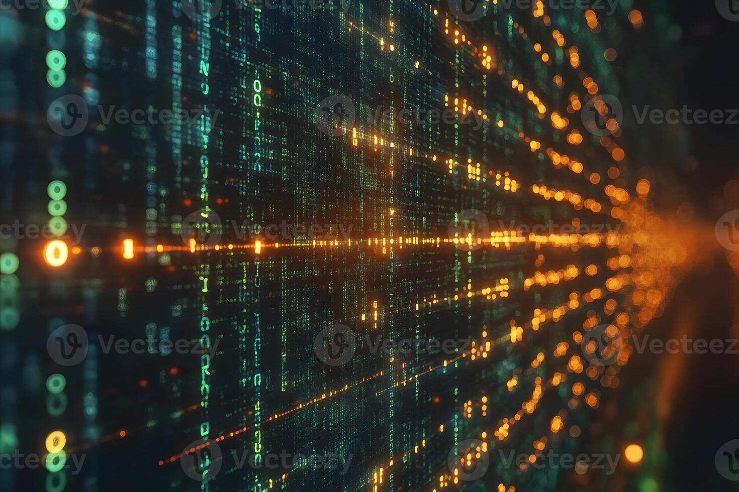 Tech Matrix Background with Digital Binary Code for Innovation and AI Themes photo