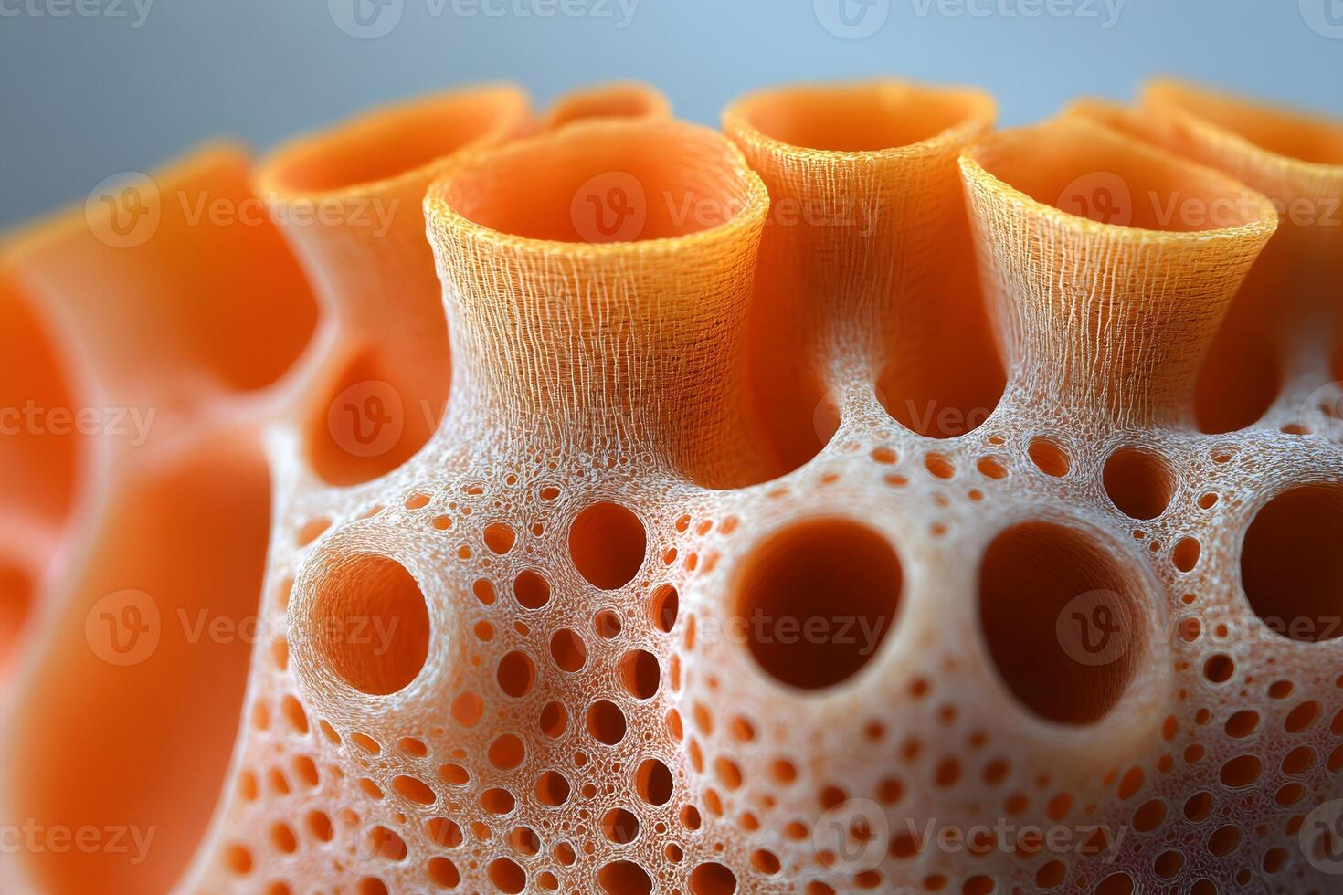 Macro View of Orange Sea Sponge with Porous Texture for Marine Biology Study photo