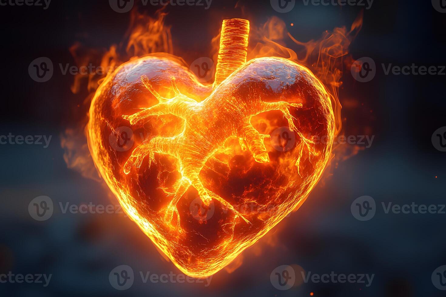 Fiery Heart Symbolizing Passion and Energy for Dynamic Design photo