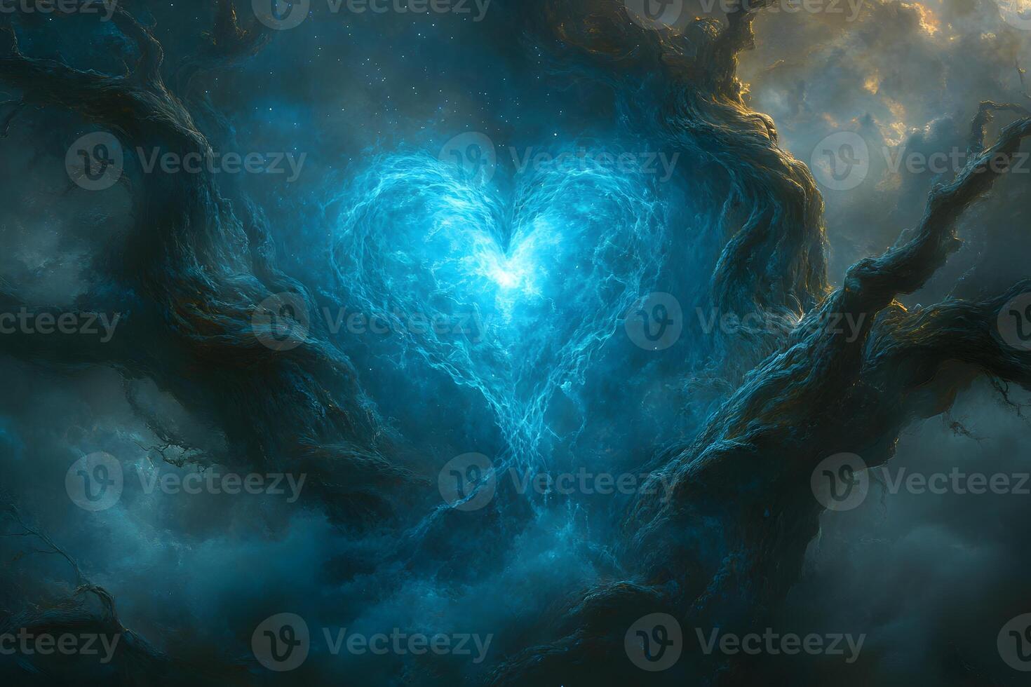 Mystical Heart in Cosmic Storm - Fantasy Art for Posters and Prints photo