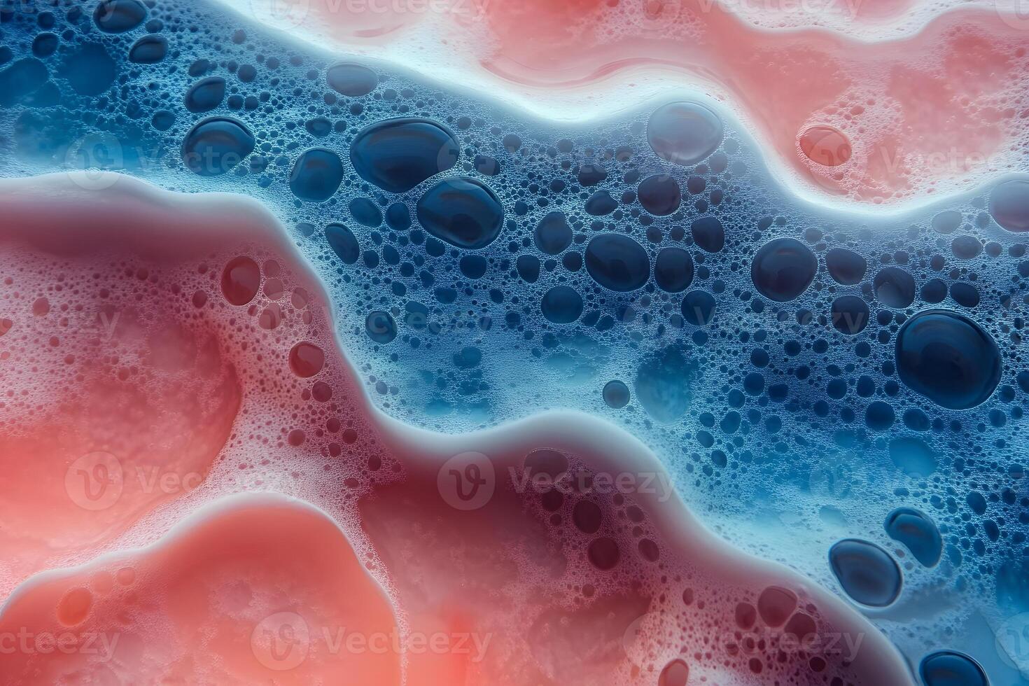 Abstract Fluid Art with Bubbles in Red and Blue Tones for Creative Design photo