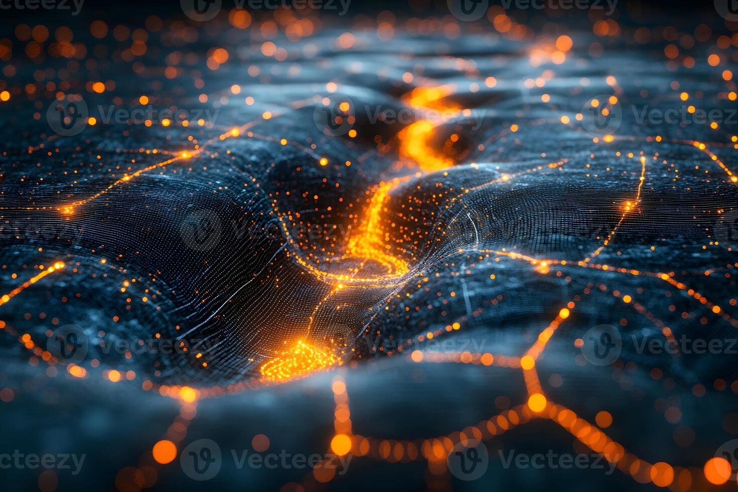 Futuristic Technology Abstract with Glowing Network of Digital Connections photo