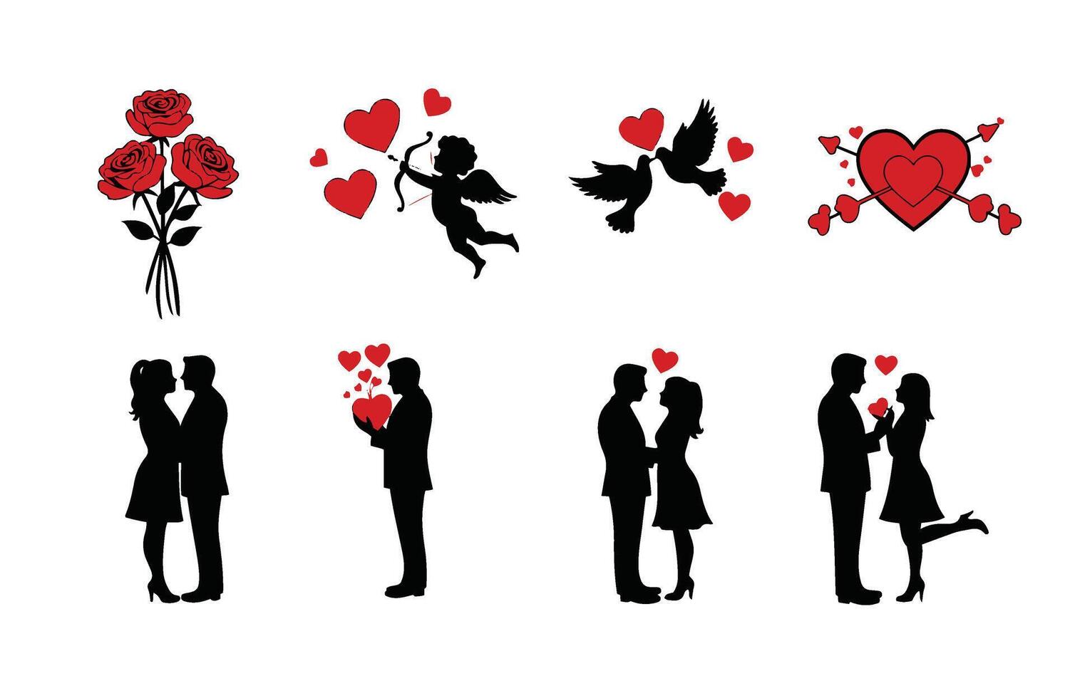 Couple and Heart Valentine's Day Design vector