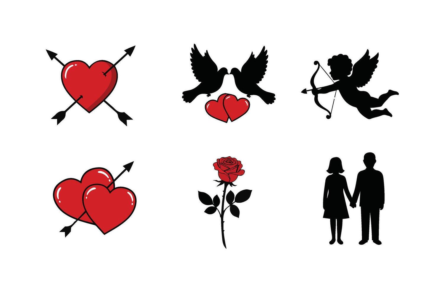 Love-Filled Valentine's Day Doves Graphics vector