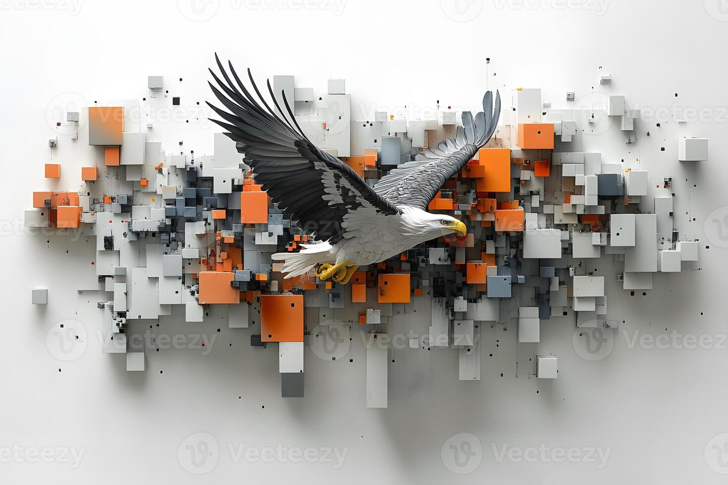 Abstract Eagle in Flight with 3D Geometric Art for Modern Design photo