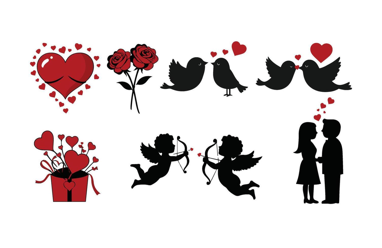 Love Arrow and Red Hearts Valentine's Day vector