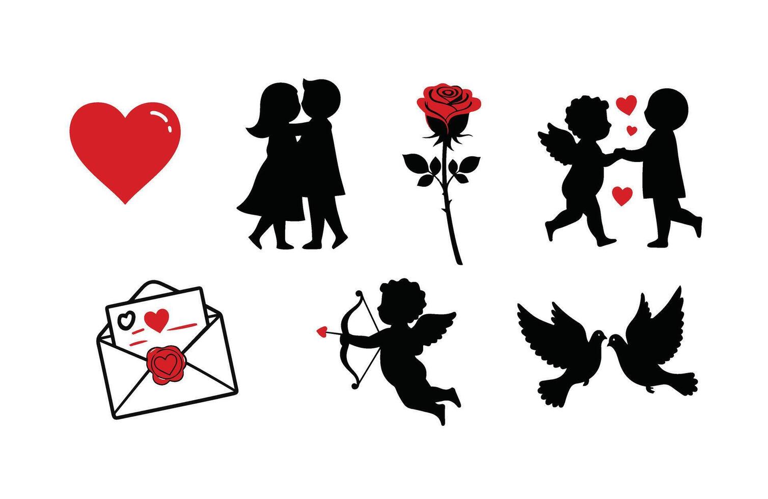 Flying Cupid and Romantic Doves vector