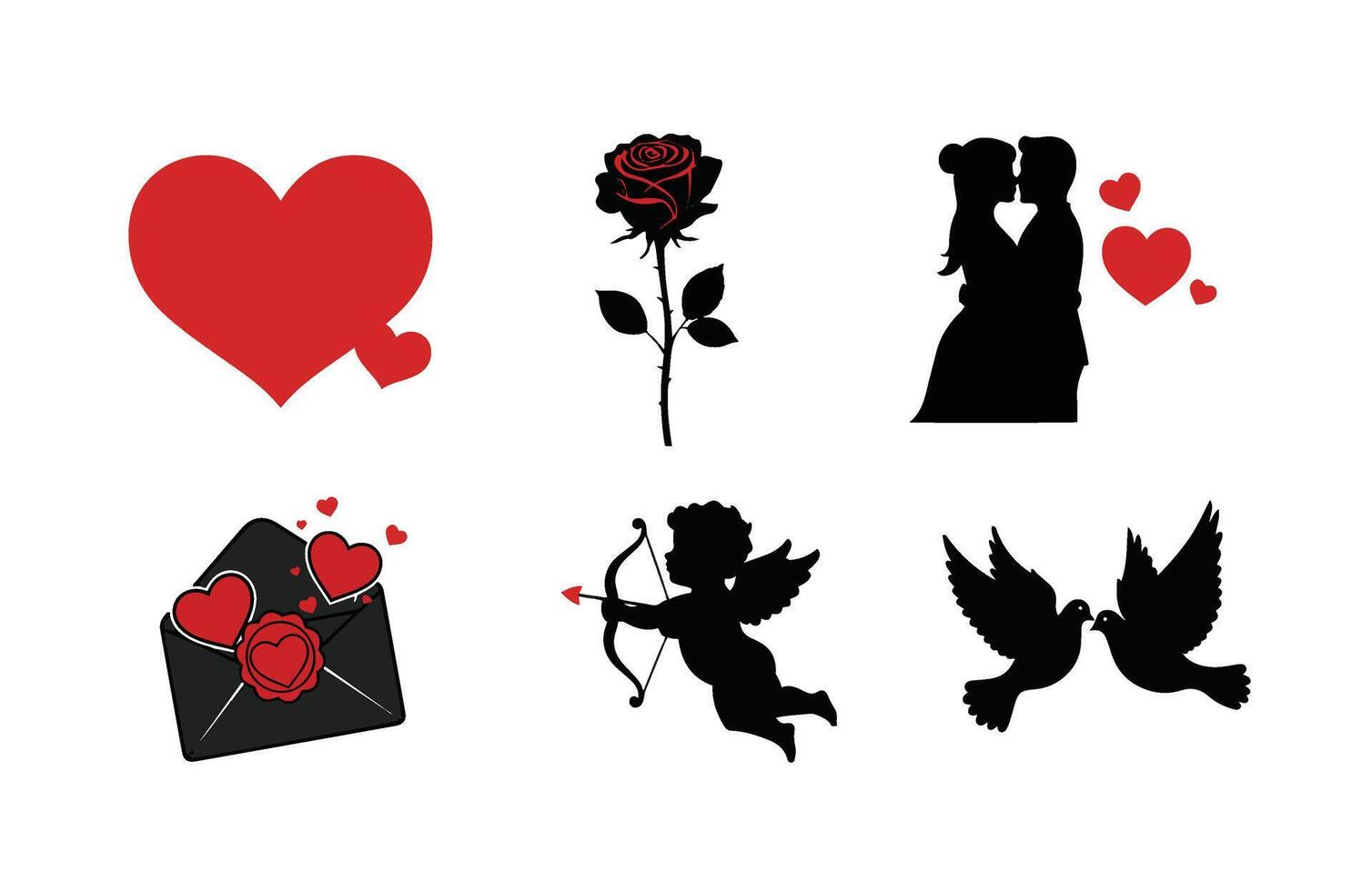 Romantic Couple Silhouette Valentine's Day Art vector