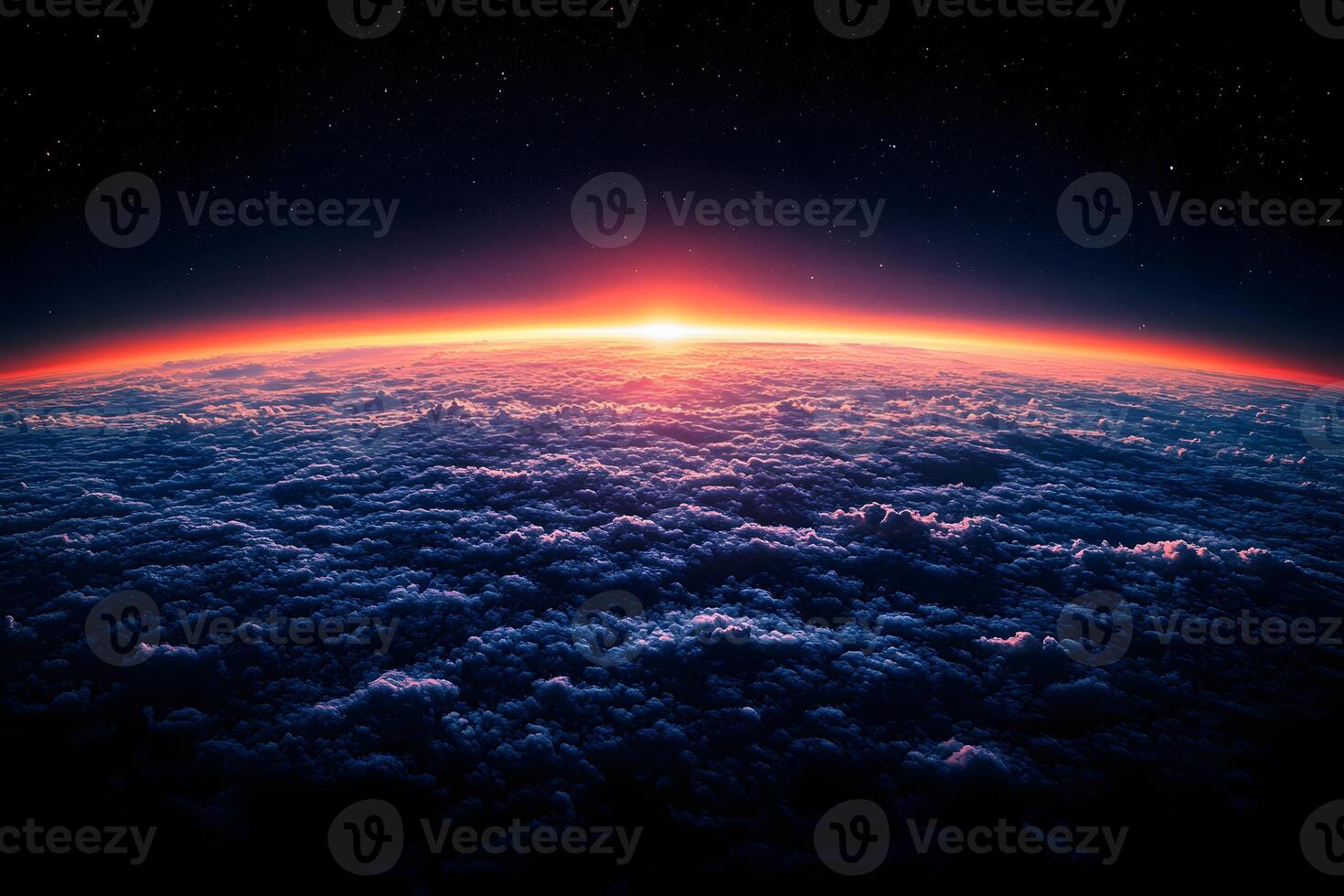 Stunning Sunrise Over Earth Horizon in Space Scene photo
