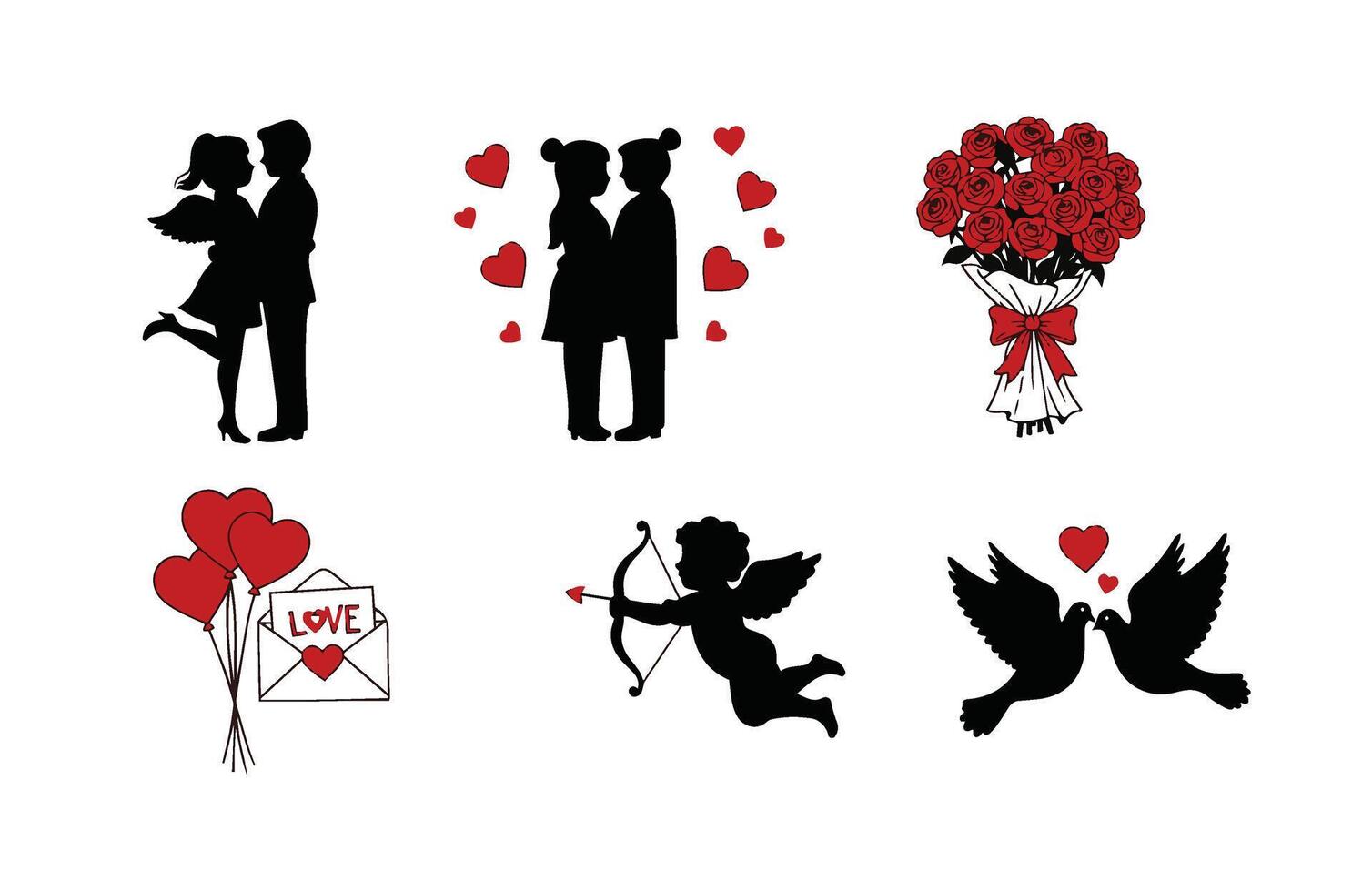 Red Hearts and Arrows for Valentine's Day vector