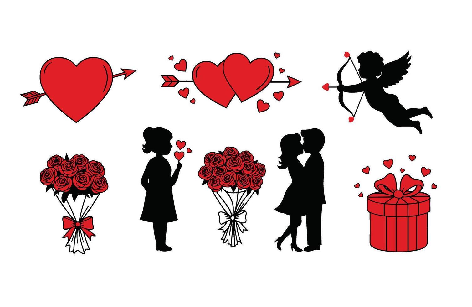 Valentine's Day Romantic Doves and Hearts vector