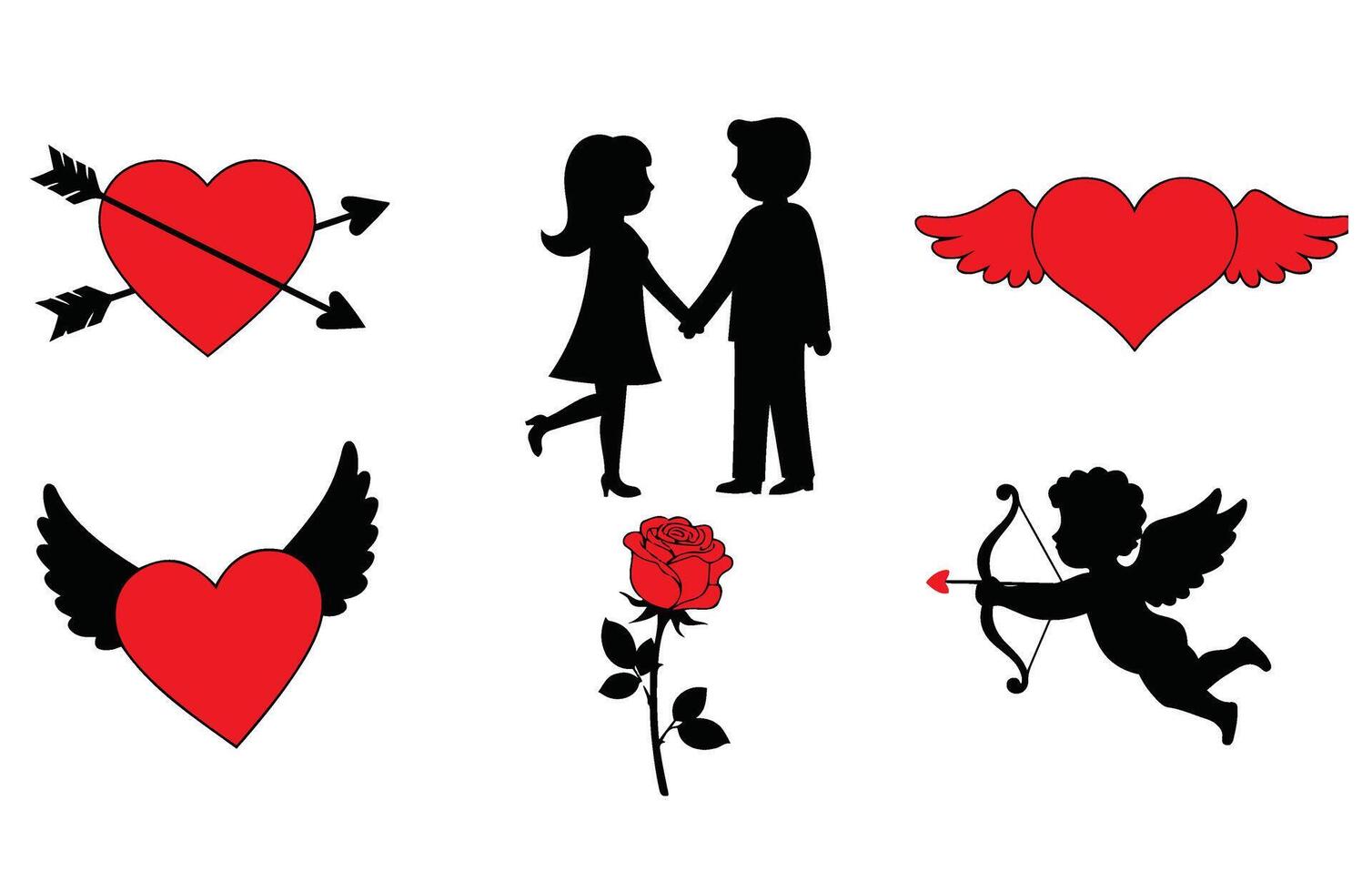 Love Arrows Through Red Hearts Art vector