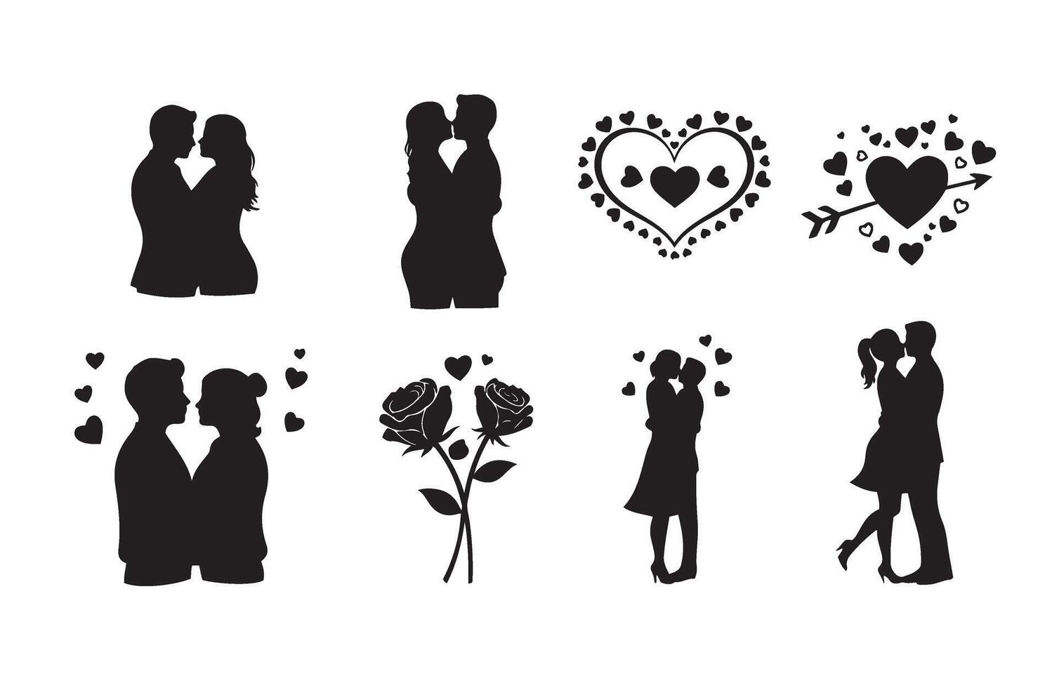 Silhouetted Couple Romantic Valentine Theme vector