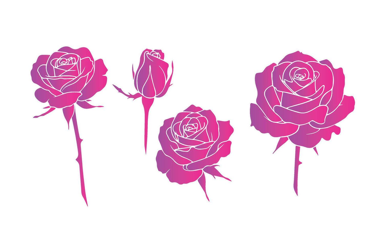 Minimal Rose Designs in Vibrant Gradient Colors vector