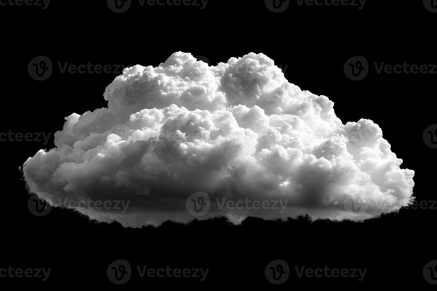 Realistic Fluffy White Cloud on Black Background for Design and Inspiration photo