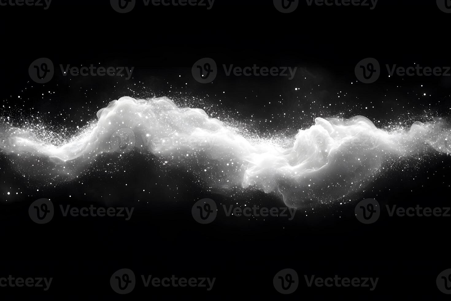 Mystical White Smoke Wave on Black Background for Abstract Art and Design photo