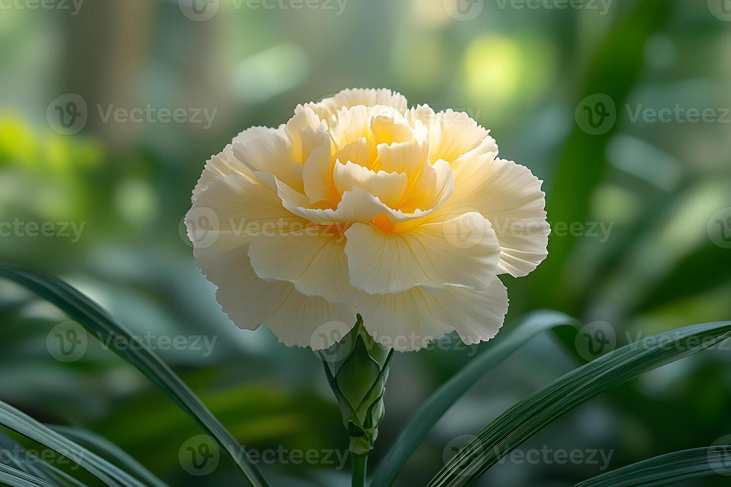 Elegant Yellow Carnation Blooming Amidst Lush Greenery for Nature Photography photo