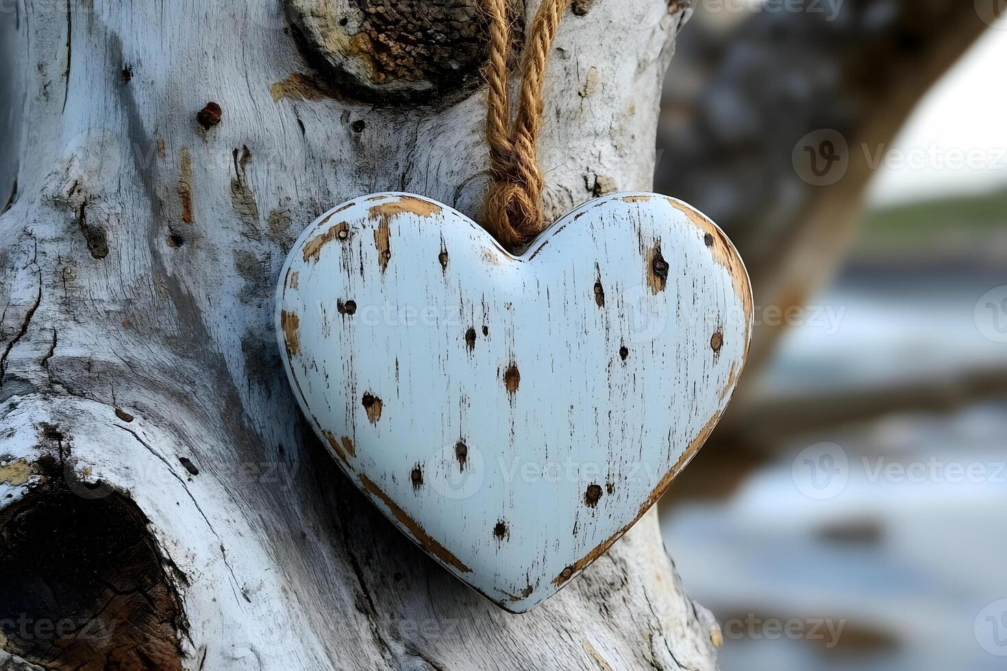 Rustic Heart-Shaped Ornament on Weathered Driftwood for Coastal Decor Inspiration photo