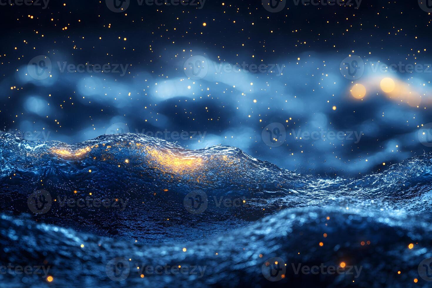 Abstract Cosmic Ocean with Glowing Waves for Creative Design and Backgrounds photo