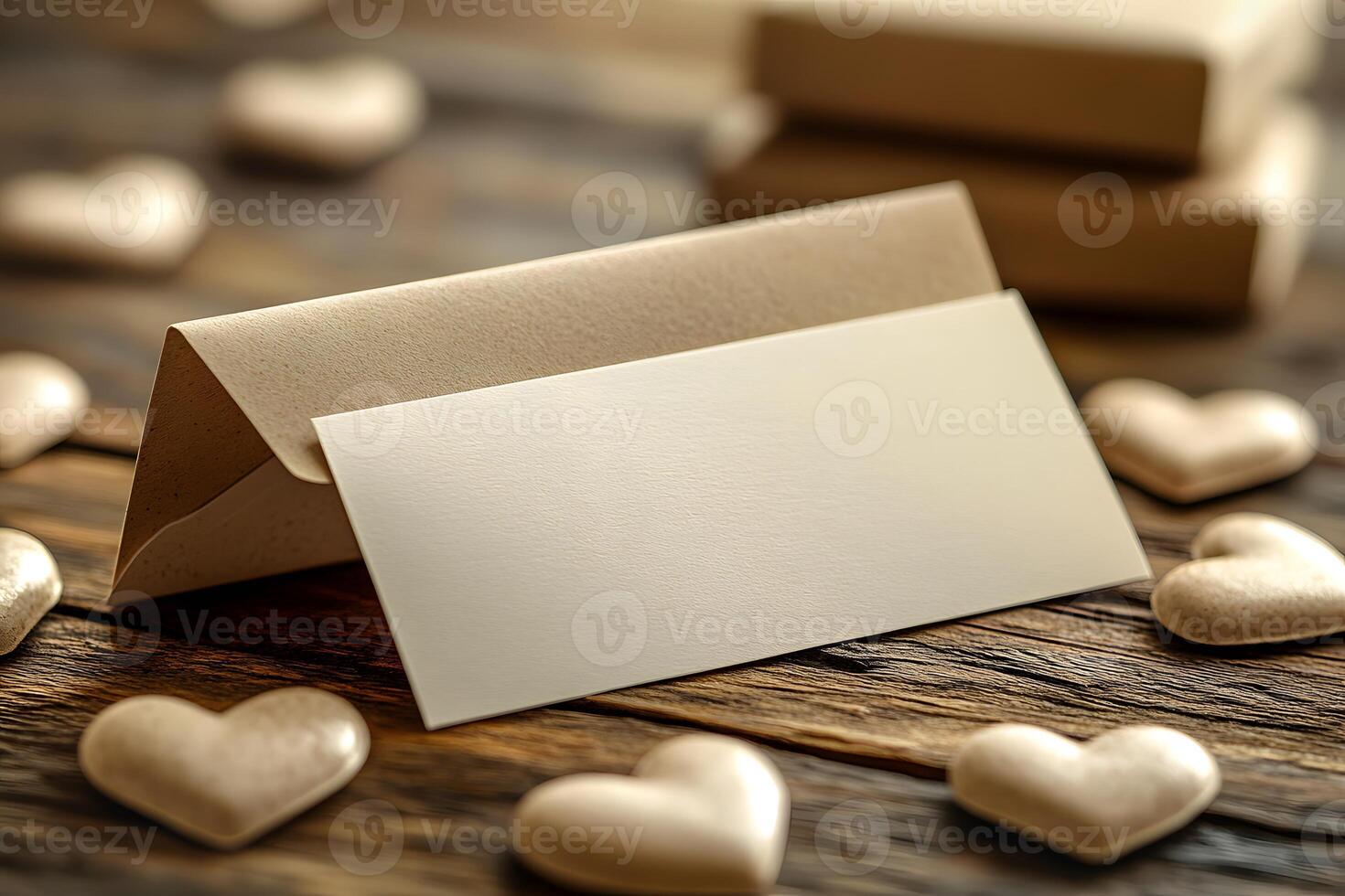 Elegant Blank Card with Gold Hearts for Romantic Occasions and Invitations photo