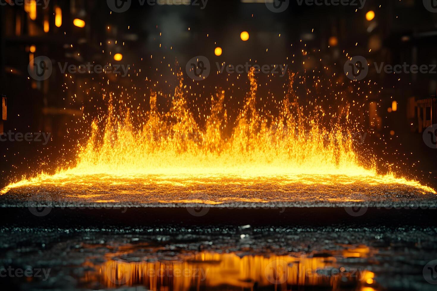 Molten Metal Casting in Industrial Foundry - Hot Metal Production Process photo