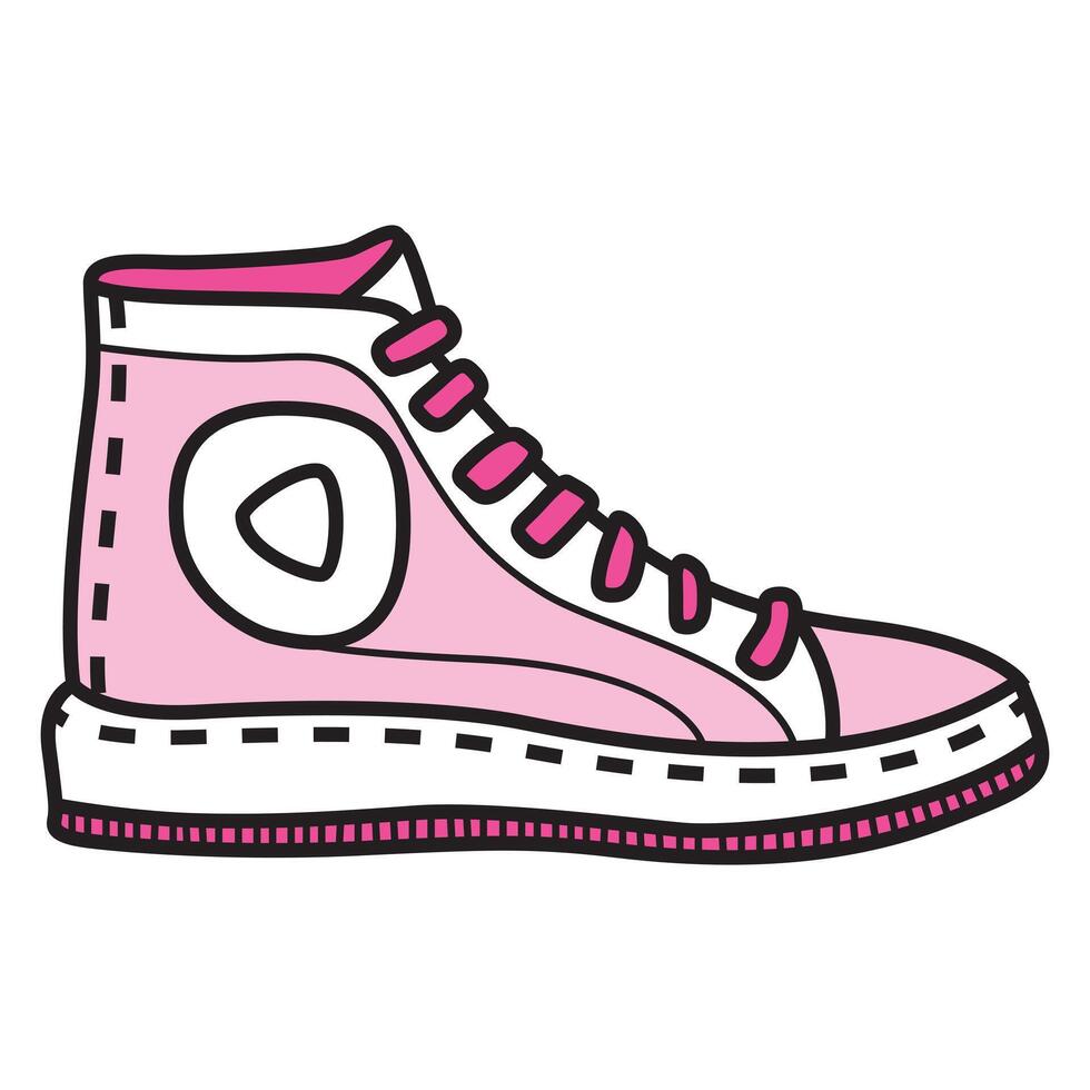 Hand Drawing of White and Light Pink Woman Sneaker with Soft and Stylish Appeal vector