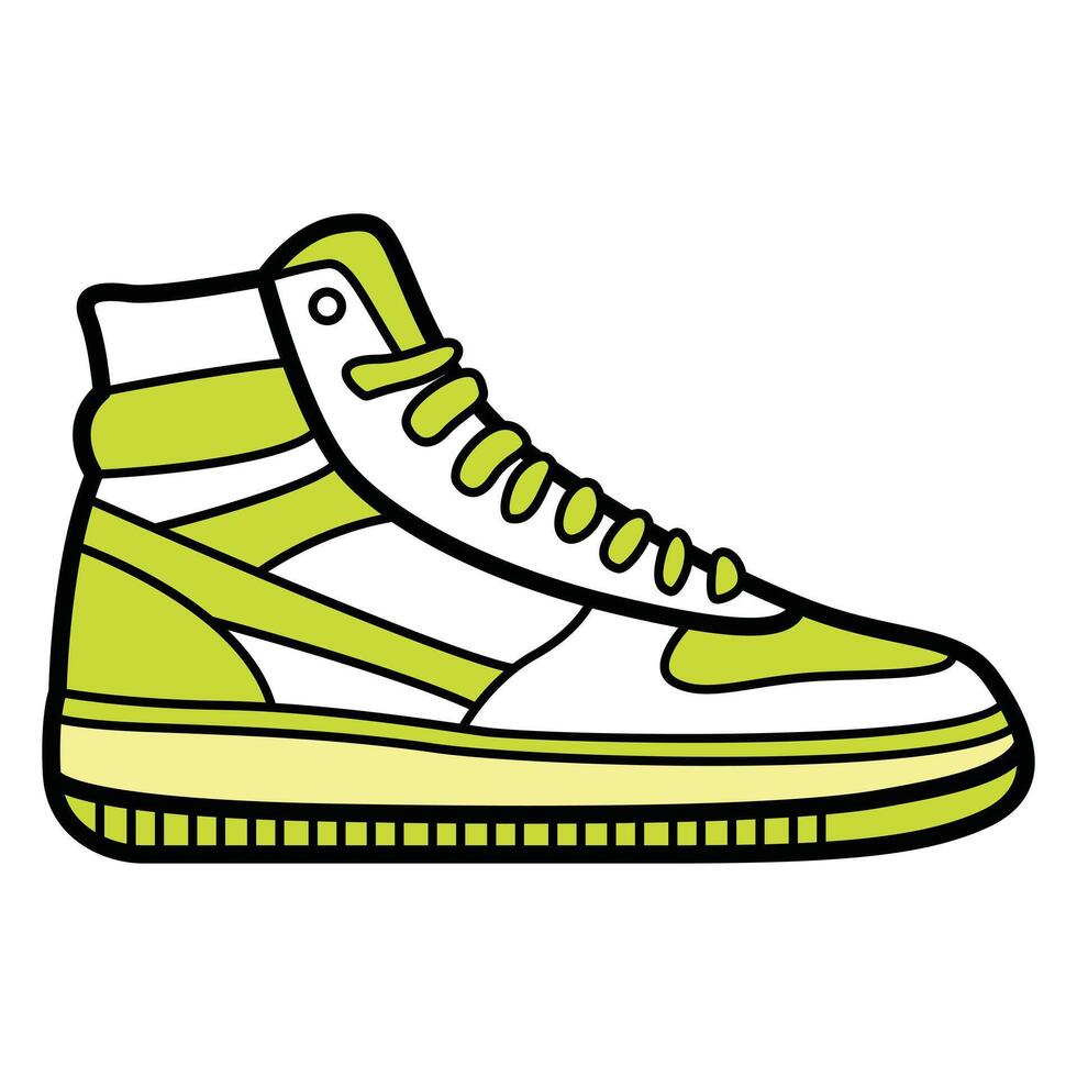 Hand Drawing of White and Light Green Woman Sneaker with Fresh and Stylish Vibes vector
