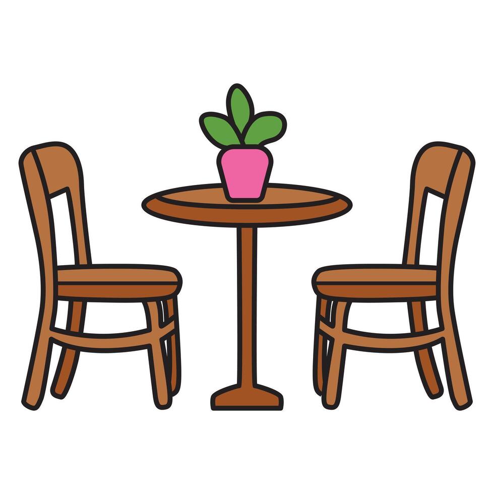 Hand Drawing of Cafe Table with Cozy and Inviting DetailsHand Drawing of Cafe Table with Cozy and Inviting Details vector