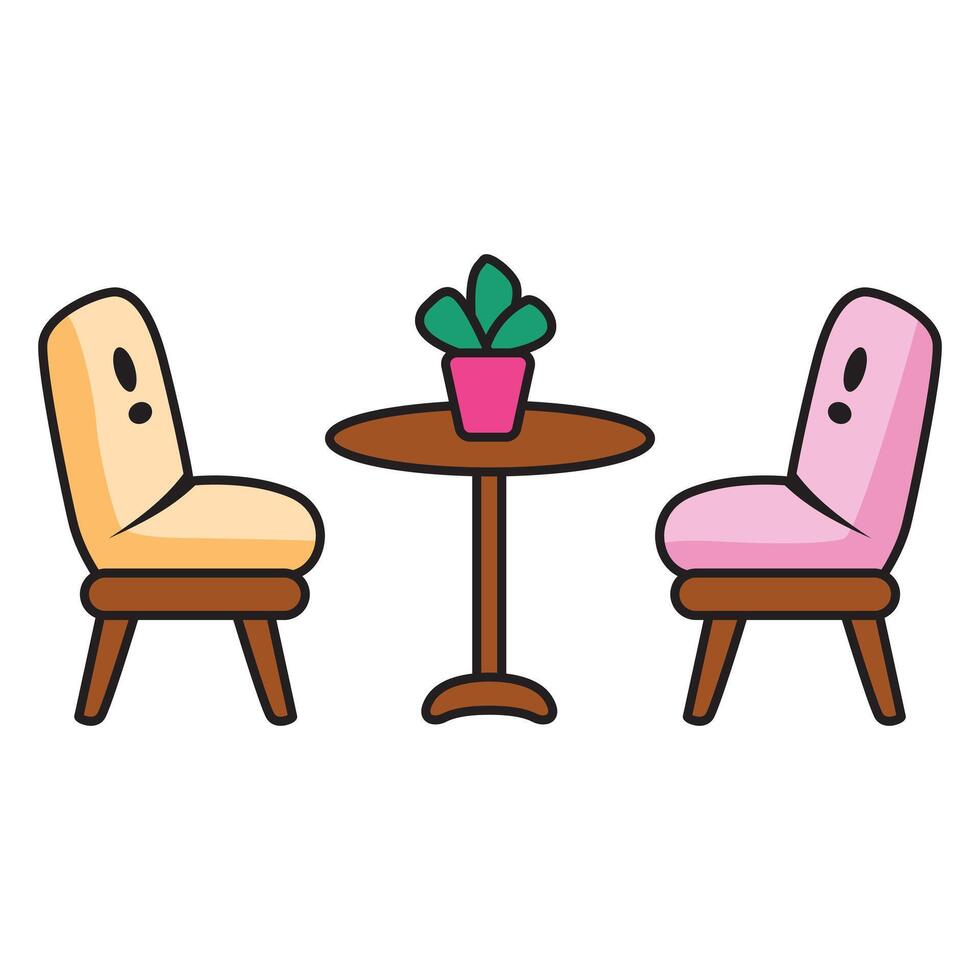Cafe Table with Cozy and Inviting Chairs vector